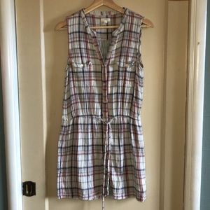 Soft Joie drawstring waist plaid dress